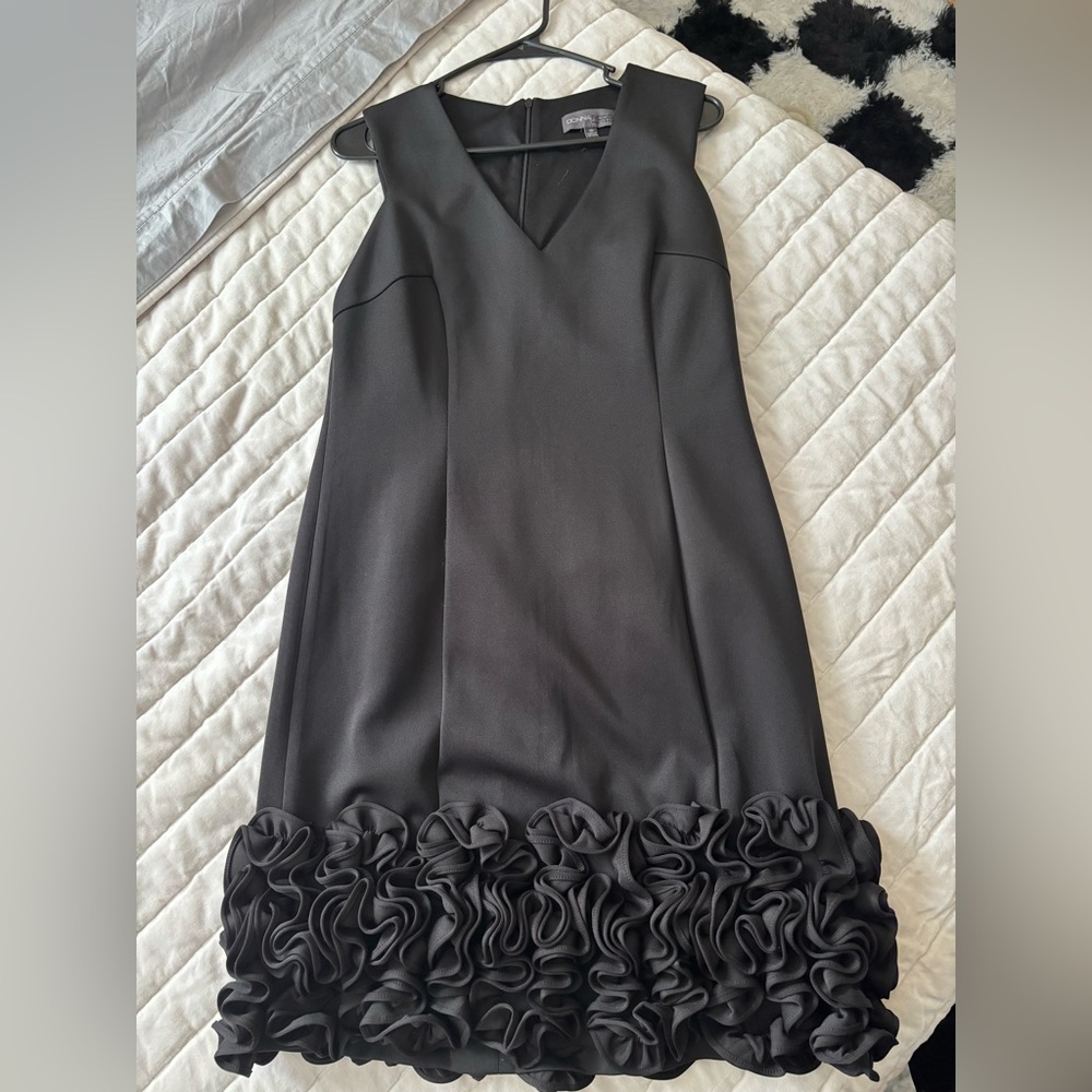 Donna Ricco Black Ruffled Tiered Mini Cocktail Dress